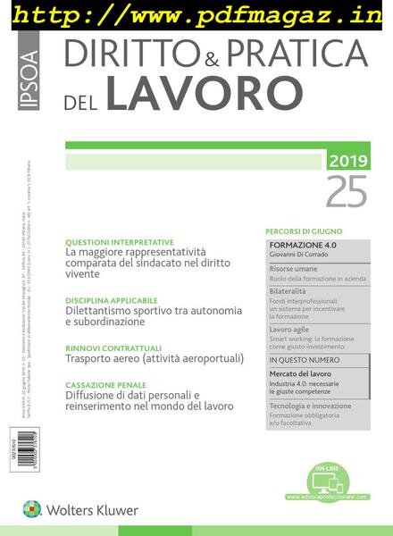 Diritto e Pratica del Lavoro – 22 Giugno 2019 Cover