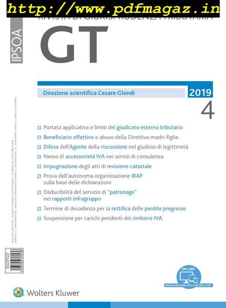 GT Rivista di Giurisprudenza Tributaria – Aprile 2019 Cover