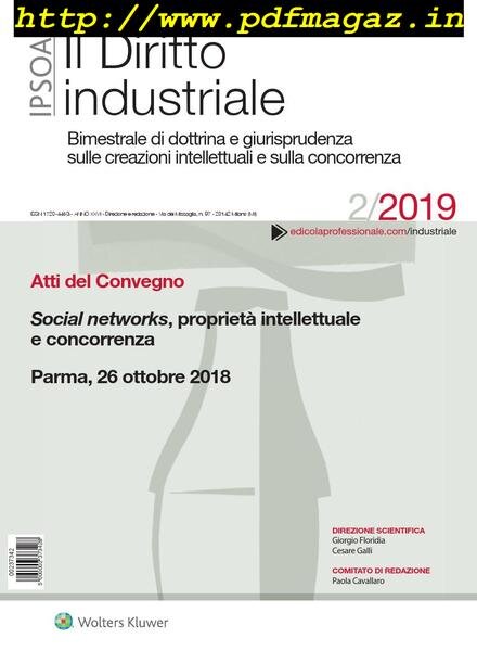 Il Diritto Industriale – Febbraio 2019 Cover
