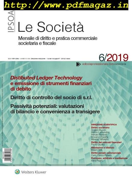 Le Societa – Giugno 2019 Cover