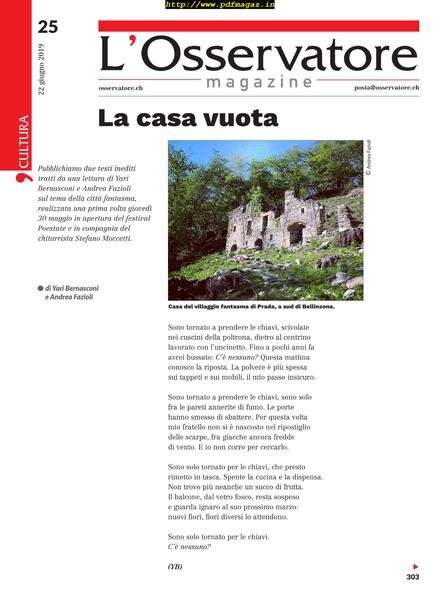 L’Osservatore – 22 giugno 2019 Cover