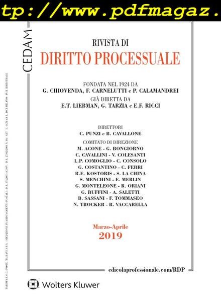 Rivista di Diritto Processuale – Febbraio 2019 Cover