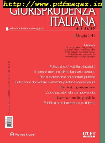 Giurisprudenza Italiana – Maggio 2019 Cover