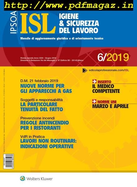 Igiene & Sicurezza del Lavoro – Giugno 2019 Cover