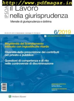 Il lavoro nella giurisprudenza – Giugno 2019