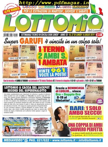 Lottomio del Lunedi – 8 Luglio 2019 Cover
