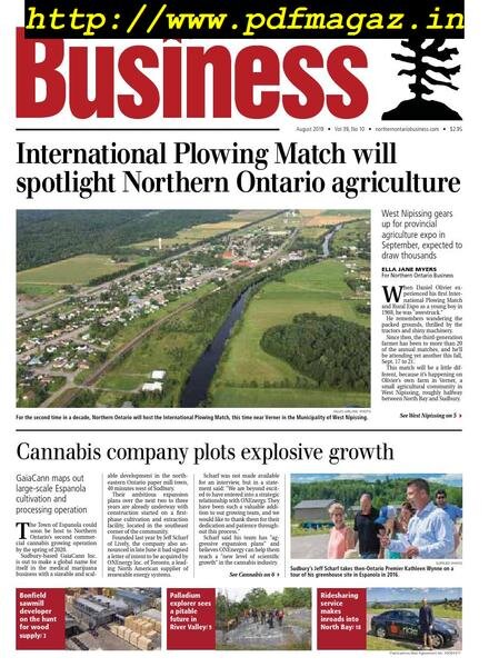Northern Ontario Business – August 2019 Cover