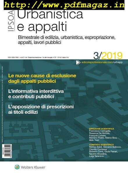 Urbanistica e appalti – Marzo 2019 Cover