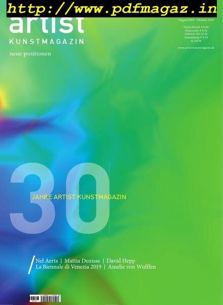 Artist Kunstmagazin – August 2019 Cover