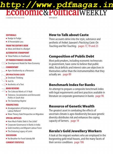Economic & Political Weekly – July 15, 2019 Cover