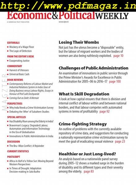 Economic & Political Weekly – July 22, 2019 Cover