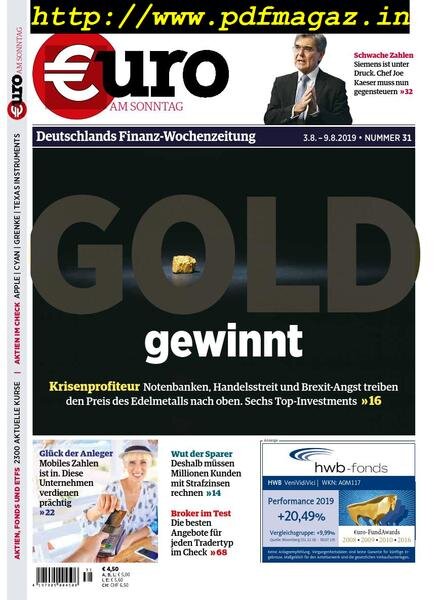 Euro am Sonntag – 03 August 2019 Cover