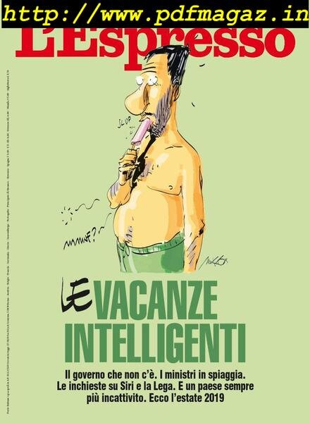 L’Espresso – 04 agosto 2019 Cover