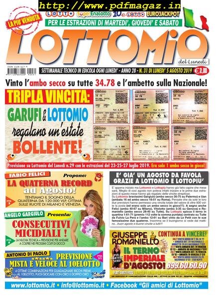 Lottomio del Lunedi – 5 Agosto 2019 Cover