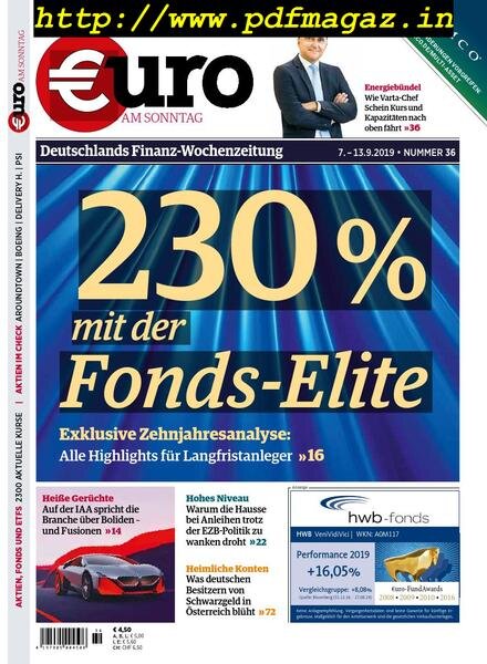 Euro am Sonntag – 07 September 2019 Cover
