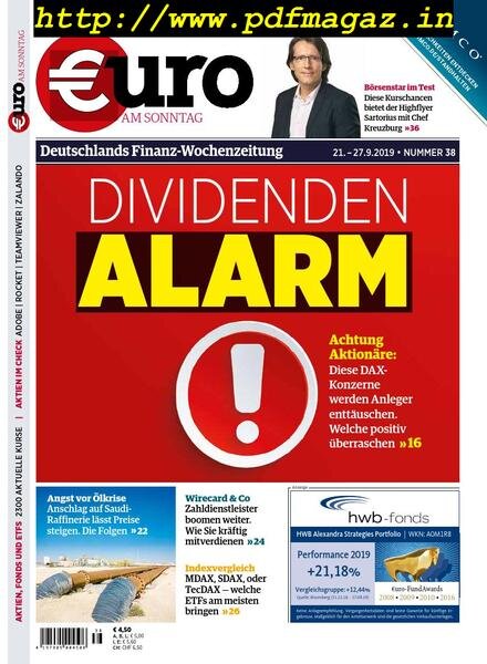 Euro am Sonntag – 21 September 2019 Cover
