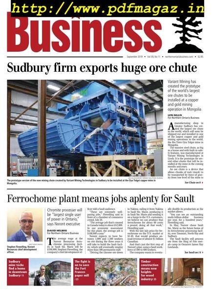 Northern Ontario Business – September 2019 Cover