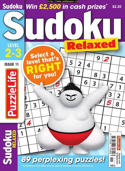 PuzzleLife Sudoku Relaxed – August 2019 Cover