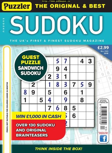 Puzzler Sudoku – August 2019 Cover