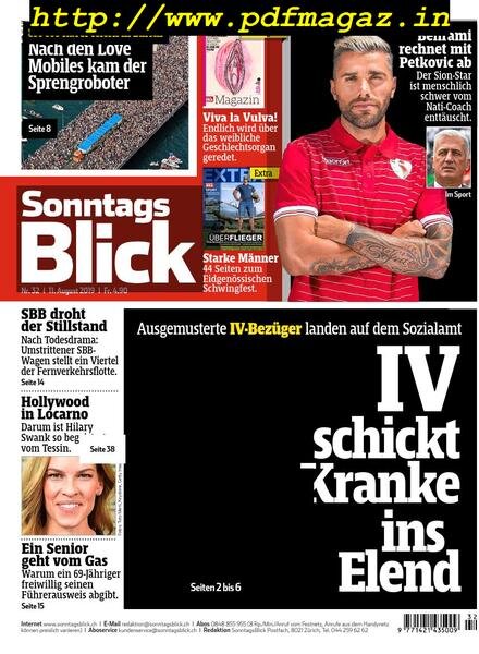SonntagsBlick – 11 August 2019 Cover