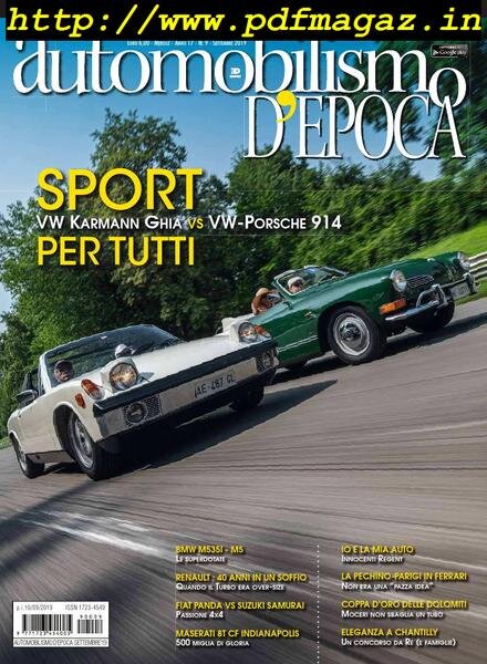 Automobilismo d’Epoca – Settembre 2019 Cover