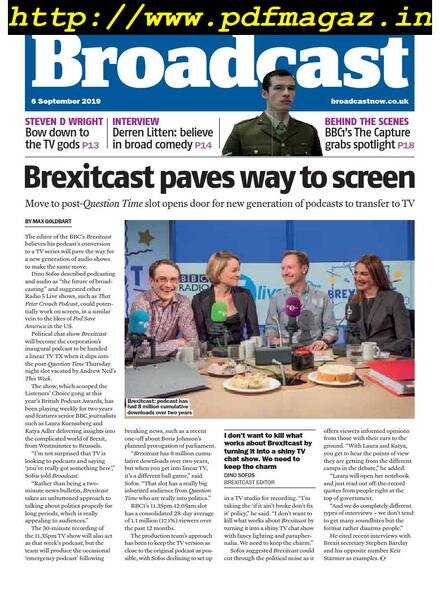 Broadcast Magazine – 06 September 2019 Cover
