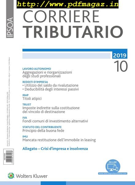Corriere Tributario – Ottobre 2019 Cover