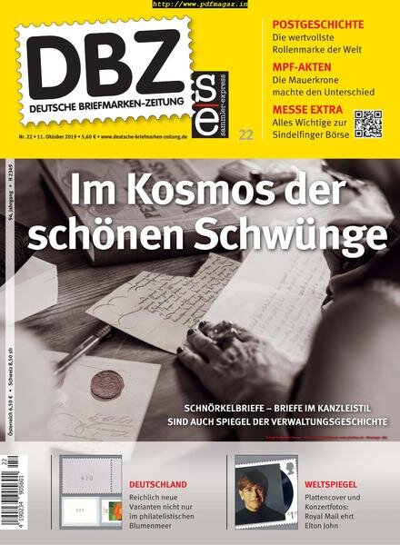 Deutsche Briefmarken-Zeitung – 11 Oktober 2019 Cover