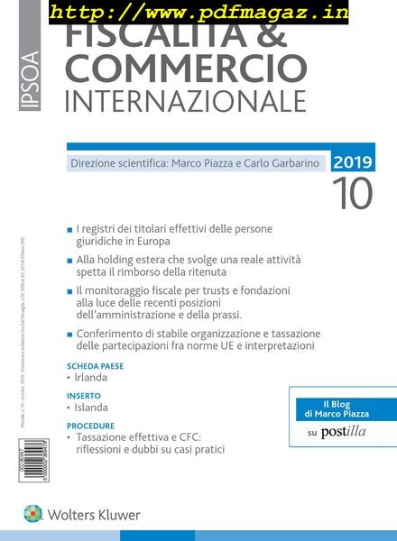 Fiscalita & Commercio Internazionale – Ottobre 2019 Cover