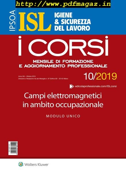 Igiene & Sicurezza del Lavoro Corsi – Ottobre 2019 Cover