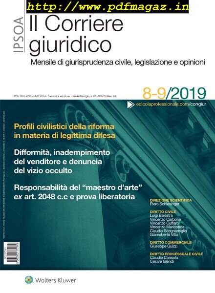 Il Corriere Giuridico – Agosto-Settembre 2019 Cover