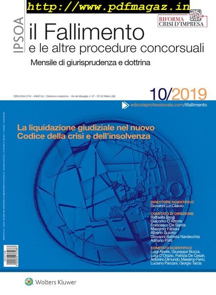 Il Fallimento – Ottobre 2019 Cover