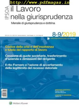Il lavoro nella giurisprudenza – Agosto-Settembre 2019