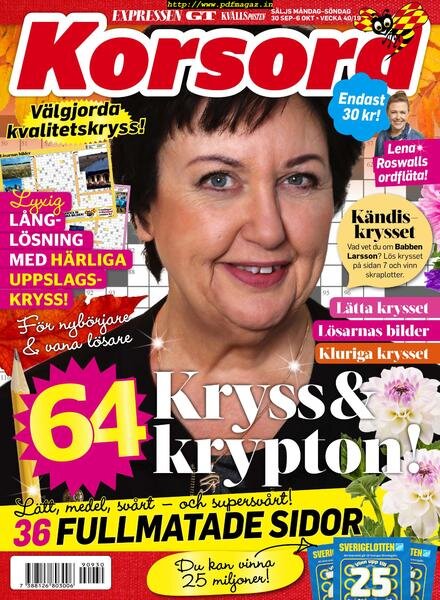 Korsord – 30 september 2019 Cover
