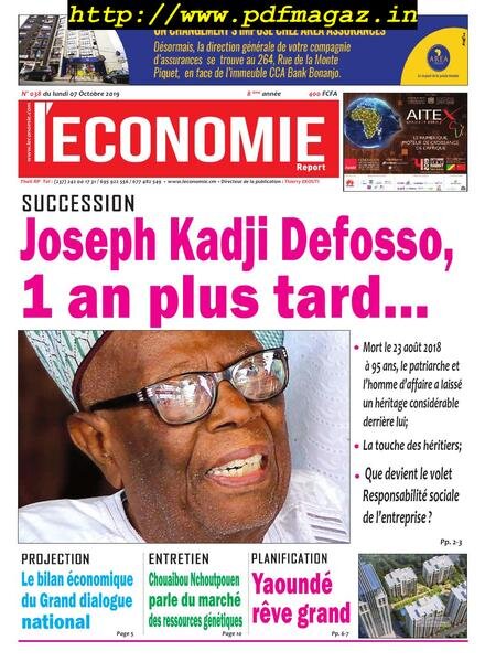 Le quotidien de l’economie magazine Afrique – 07 octobre 2019 Cover