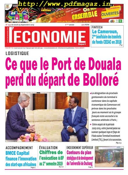 Le quotidien de l’economie magazine Afrique – 09 septembre 2019 Cover