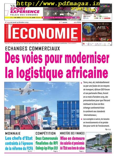 Le quotidien de l’economie magazine Afrique – 14 octobre 2019 Cover