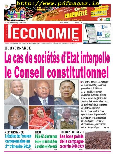 Le quotidien de l’economie magazine Afrique – 19 aout 2019 Cover