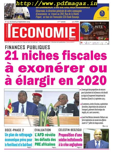 Le quotidien de l’economie magazine Afrique – 30 septembre 2019 Cover