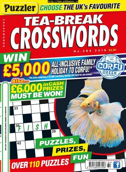 Puzzler Tea-Break Crosswords – August 2019 Cover