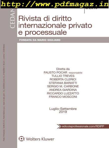 Rivista di Diritto Internazionale Privato e Processuale – Luglio-Settembre 2019 Cover