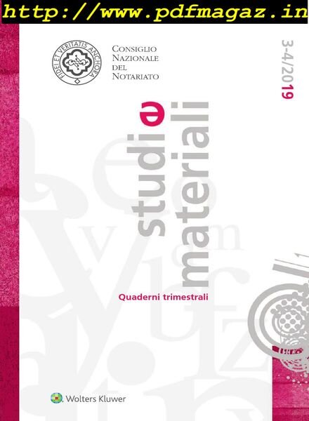 Studi e Materiali – Ottobre 2019 Cover