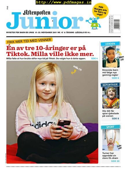 Aftenposten Junior – 19 november 2019 Cover