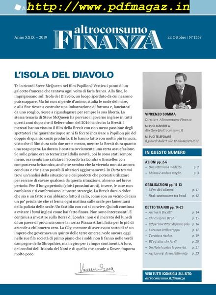 Altroconsumo Finanza – 22 Ottobre 2019 Cover