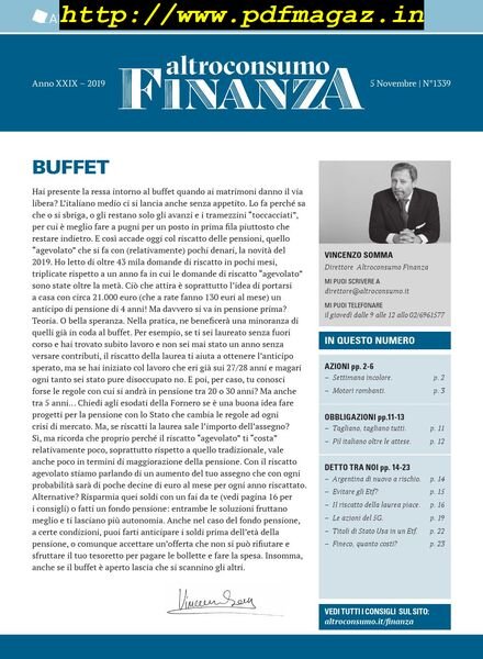 Altroconsumo Finanza – 5 Novembre 2019 Cover