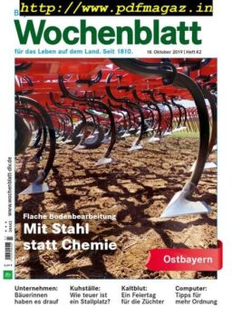 Bayerisches Landwirtschaftliches Wochenblatt Ostbayern – 17 Oktober 2019