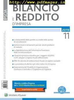 Bilancio e reddito d’impresa – Novembre 2019