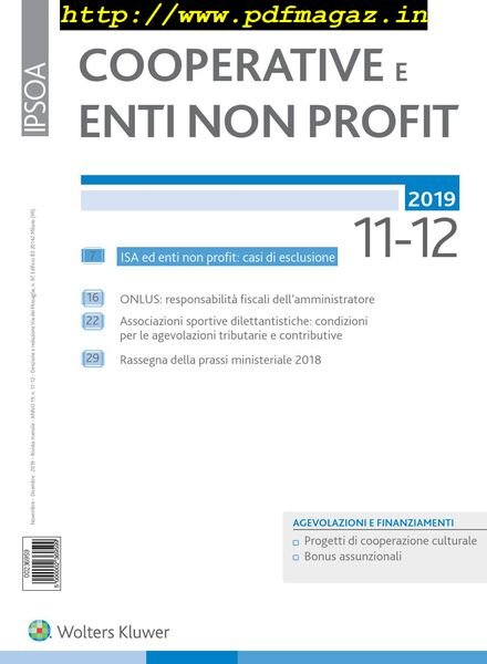 Cooperative e enti non profit – Novembre 2019 Cover