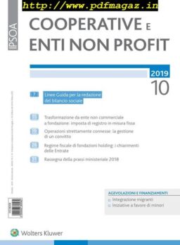 Cooperative e enti non profit – Ottobre 2019