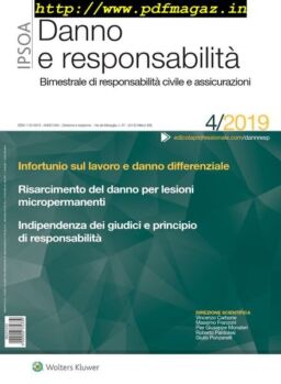 Danno e Responsabilita – Ottobre 2019